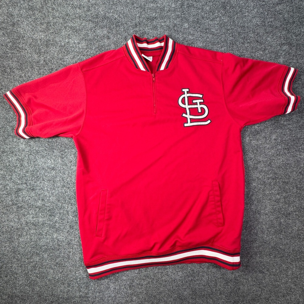 St Louis Cardinals True Fan Pullover Jacket Mens XL Red Baseball Warm Up MLB